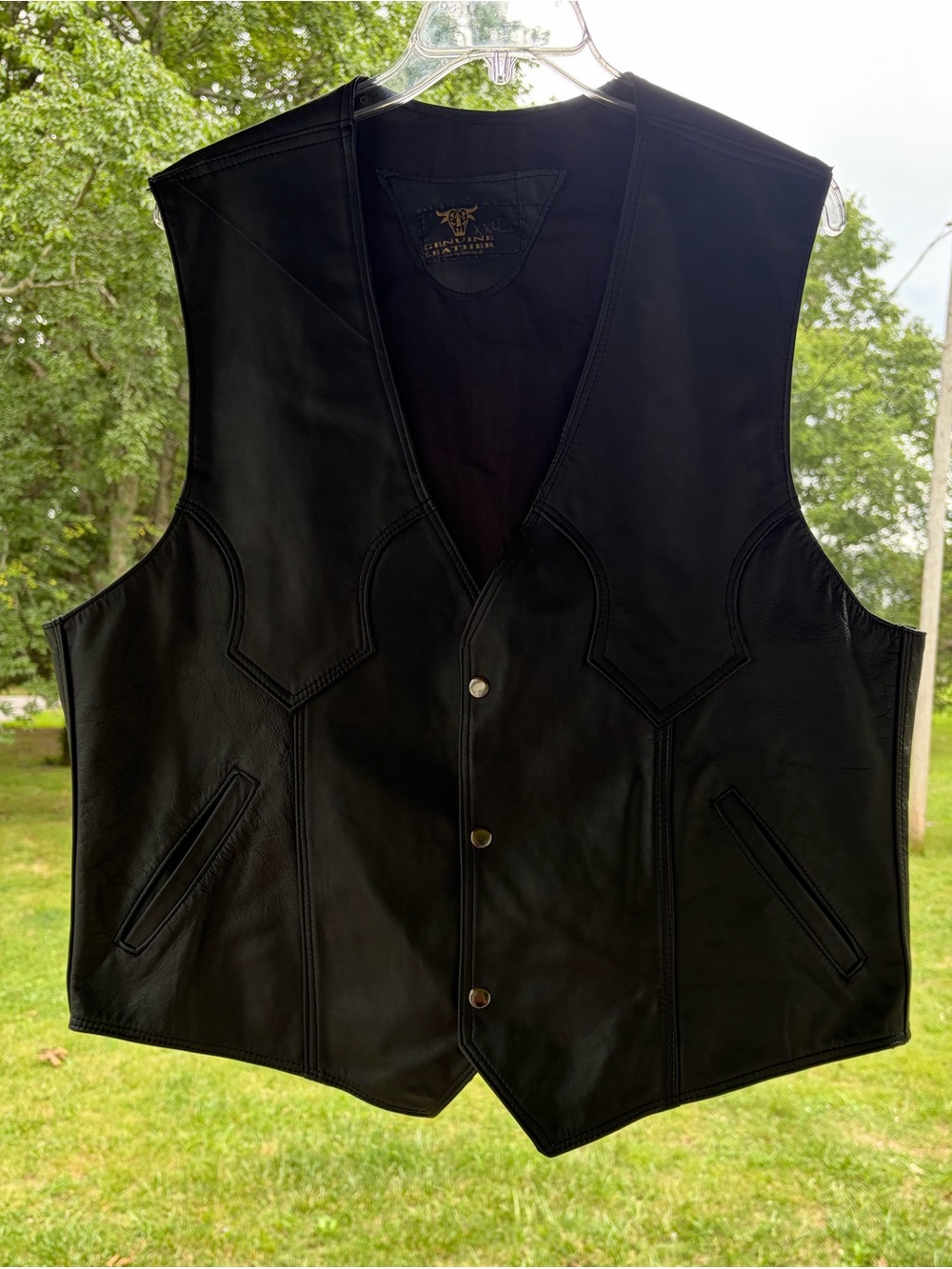 Classic Black Genuine Leather Vest XXL Made in Mexico motorcycle biker outlaw